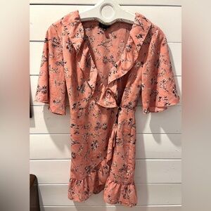 Topshop Floral Ruffle Wrap Dress - Size US 6 (UK 10 / EUR 38)
